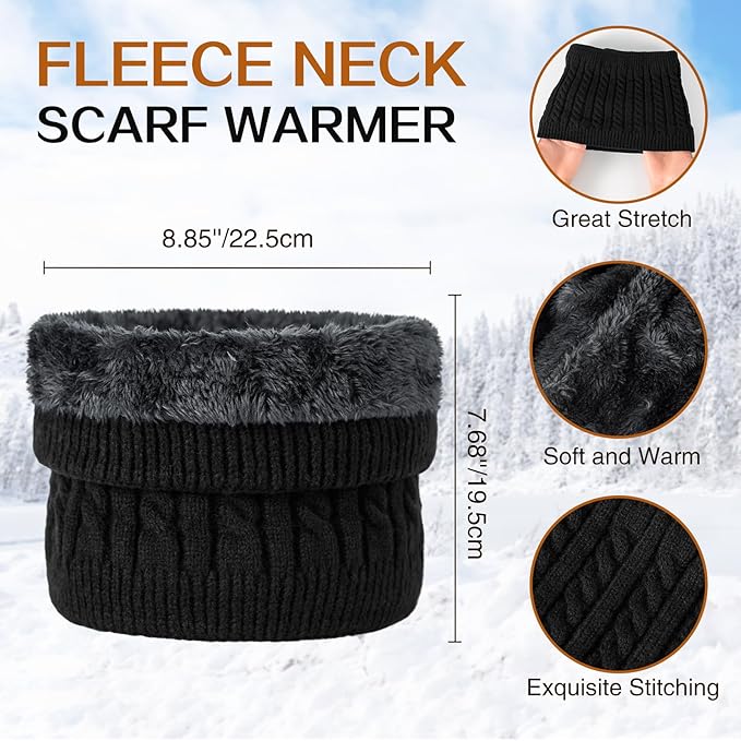 Winter Beanie Hat Scarf Gloves Set for Men Women, Slouchy Mens Winter Clothes Hats Neck Warmer Touchscreen Gloves