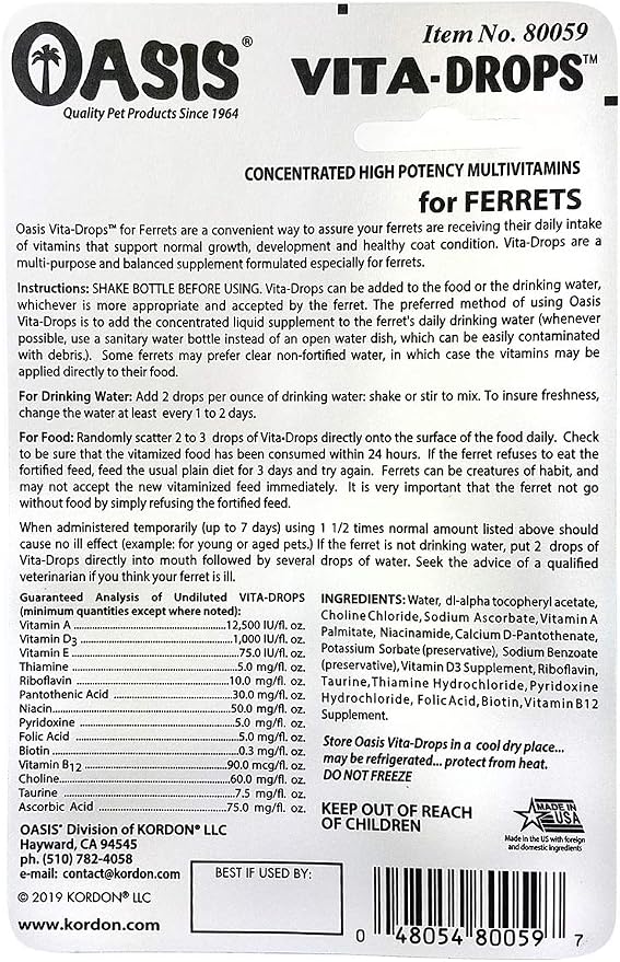 OASIS #80059 Ferret Vita-Drop Vitamins, 2-Ounce