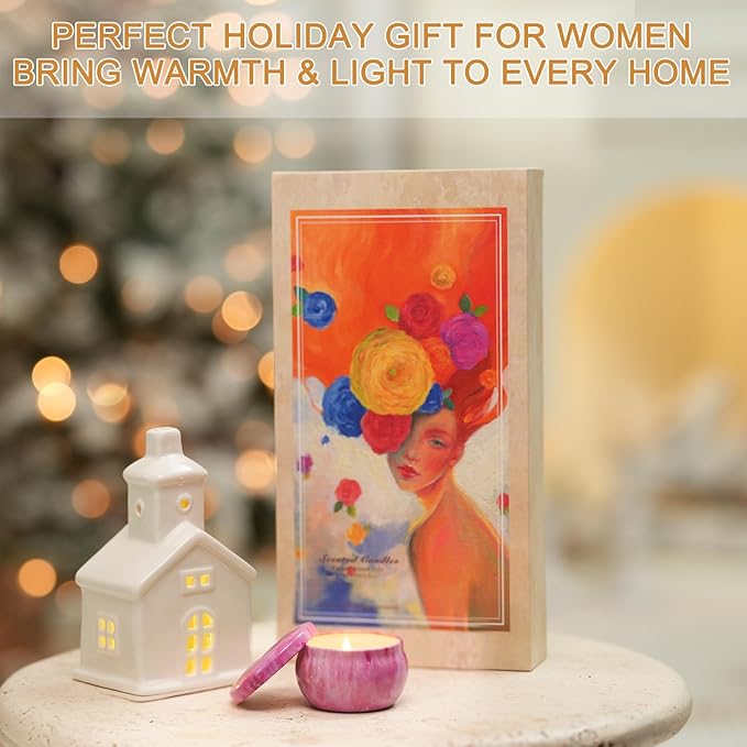 8 Pack Scented Soy Wax Candles for Home, Aromatherapy Candle Gift Set for Women, Candles with 8 Floral & Fruity Scents – Perfect Christmas & Holiday Gift, Stocking Stuffer & Cozy Home Décor