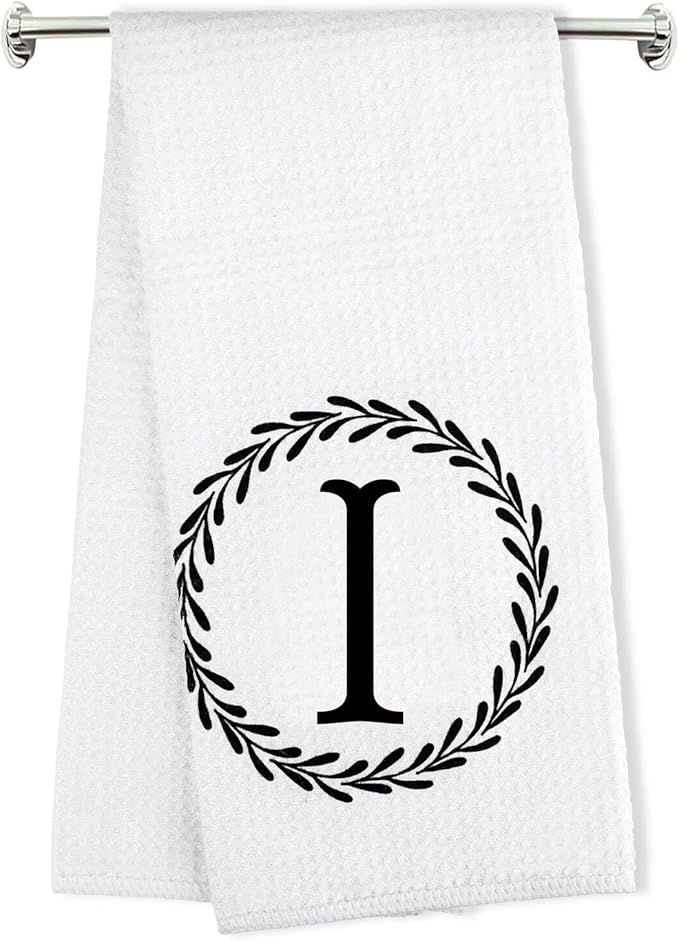 Monogrammed Hand Towels Name Ini-tial Letter I Kitchen Towels,Personalized Gifts for Women Wife Mom,Monogram Dish Towel Decorative Tea Towel 17x23 Inch,for Kitchen Bathroom