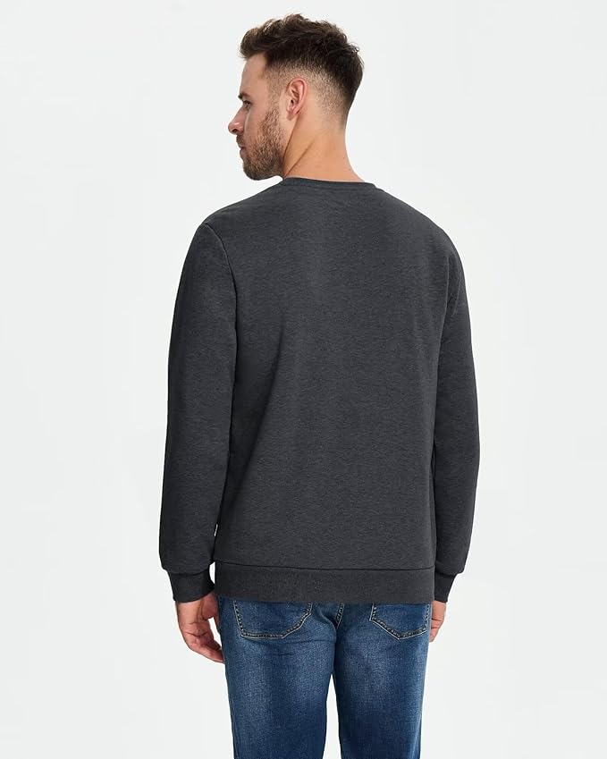 Boladeci Men's Full Sherpa Lined Crewneck Sweatshirts Heavy-weight Fleece Pullover Thick Thermal Long Sleeve Cotton