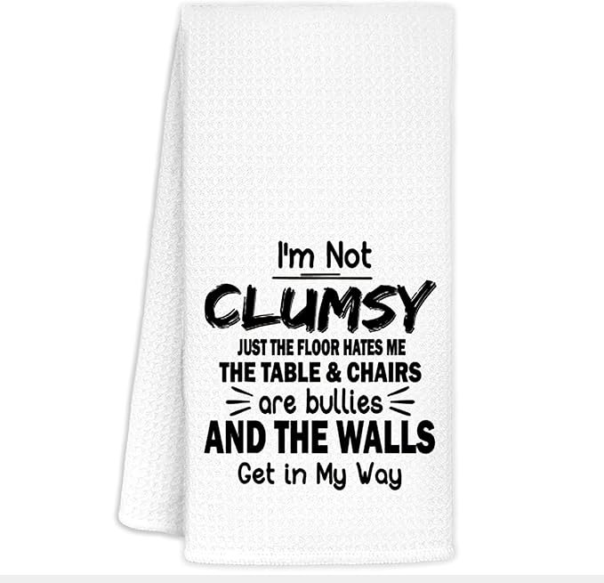 Funny Sarcastic Kitchen Towels - I'm not Clumsy Dish Towels with Saying for Kitchen, Funny Kitchen Decor, Sarcastic for Women, 16x24