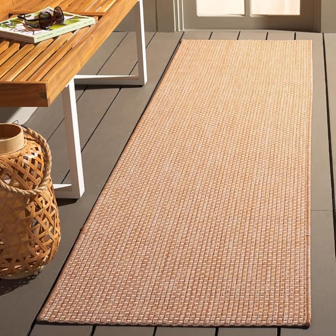 SAFAVIEH Washable Rug Outdoor Courtyard Collection - 2'3" x 12' Runner, Natural & Cream, Non-Shedding & Easy Cleaning, Ideal for Patio, Entryway, Mudroom, Hallway, Kitchen (CY8521-03012)