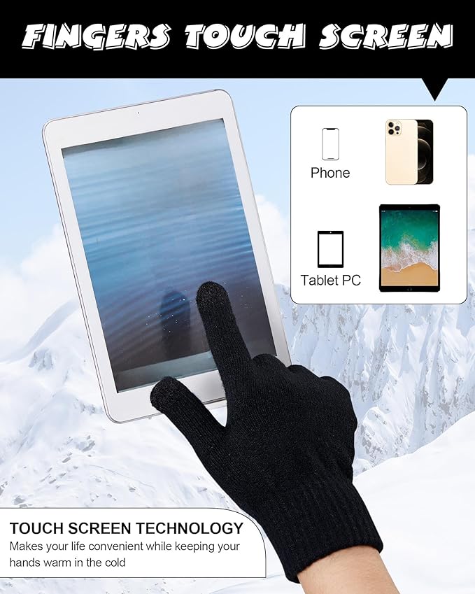 10 Pieces Winter Hat Beanie Scarf Touch Screen Gloves and Sock Set Slouchy Knit Skull Cap Beanies Fleece Lining Neck Warmer
