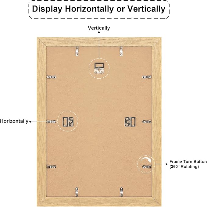 13.5x19.5 Picture Frame Display 9 opening 4X6 Picture Frame Collage,Multi Photo Frame with Mat,Plexiglass,Wall or Tabletop Decor,Natural Wood Grain