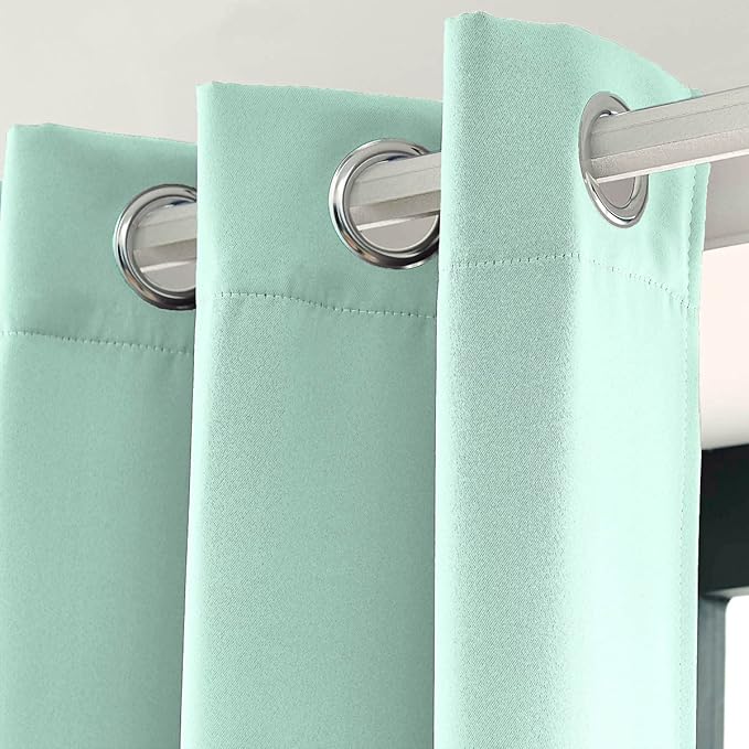 LA PALMA Thermal Insulated Blackout Darkening Grommet Living Room Curtains Window Drapes for Bedroom Pack of 2 Panels