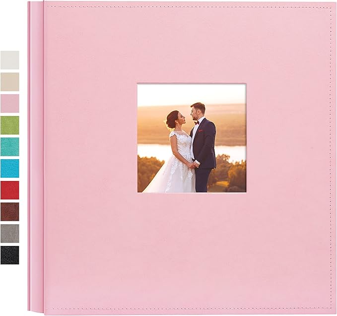 potricher Photo Album 4x6 600 Photos Leather Cover Large Capacity Picture Albums with 600 Horizontal and Vertical Pockets for Family Wedding Anniversary and Baby (Pink)