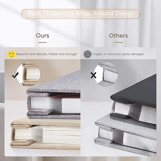 Popotop Large Photo Album Self Adhesive 4x6 5x7 8x10 Scrapbook Album DIY Picture Book,Gifts for Mom,Family Baby and Wedding,with Metal Pen and Plastic Board