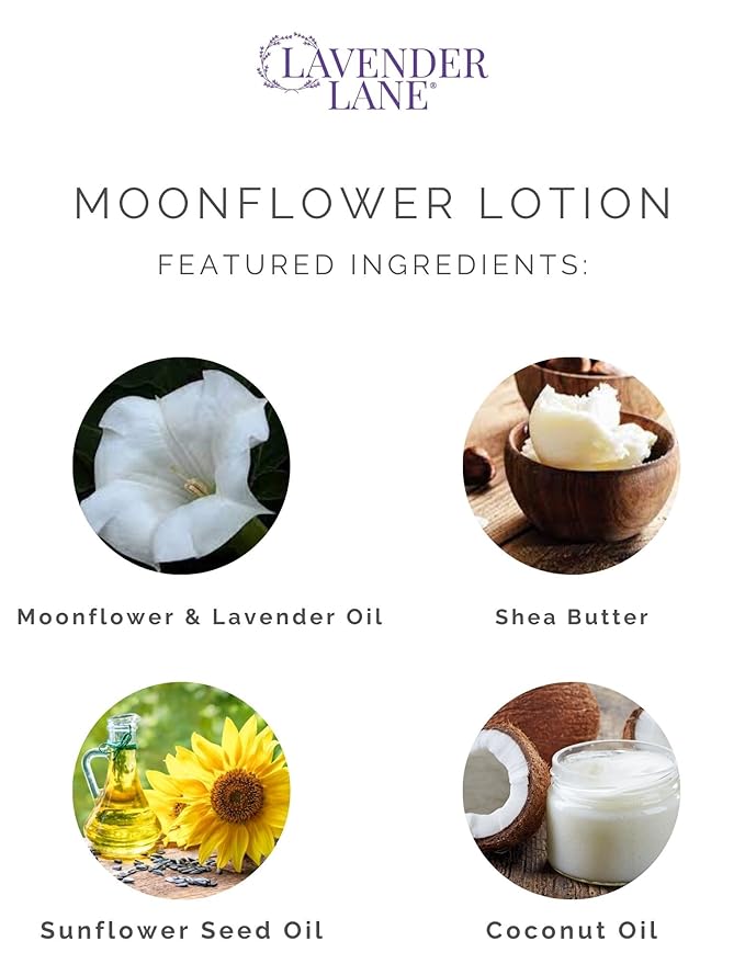 LAVENDER LANE Moonflower Hand & Body Lotion, 9 oz - Farm Distilled, Goat's Milk, Shea Butter