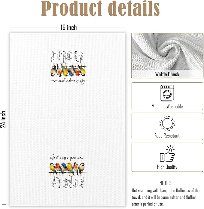 Christian God Says You are Bird Kitchen Decor Towels, Christian Religious Birthday Gifts for Women, Bible Verse Inspirational Bird Bathroom Towels, Motivational Bathroom Kitchen Hand Towel