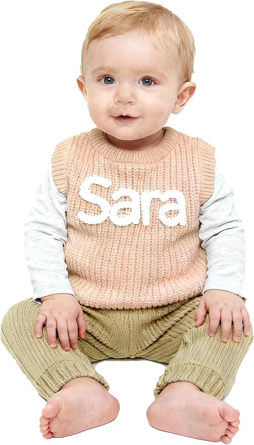Personalized Knit Baby Boy Girl Sweater with Name Custom Pullover Sweatshirt Custom Baby Gifts