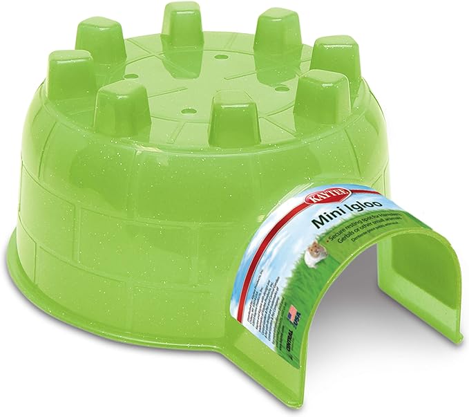 Kaytee Igloo Habitat Hideout for Hamster, Gerbil, Rat, Mini | Cozy hamster hideout. Translucent hamster house. Rat hideout, easy-clean plastic, air vents
