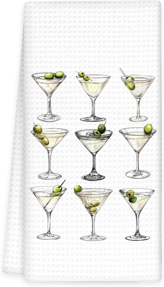 Martini Decor Kitchen Towels, DirtyMartini Hand Towels, DirtyMartini Glasses Dish Towel Tea Towel for Kitchen Home Bar Decorative, MartiniGifts for Martini Lovers Bar Kitchens Decor, 16x24In