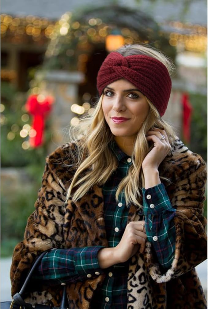 DRESHOW Winter Knit Chunky Headbands for Women Crochet Turban Knitted Ear Warmer Fashion Head Wrap 6 Pack