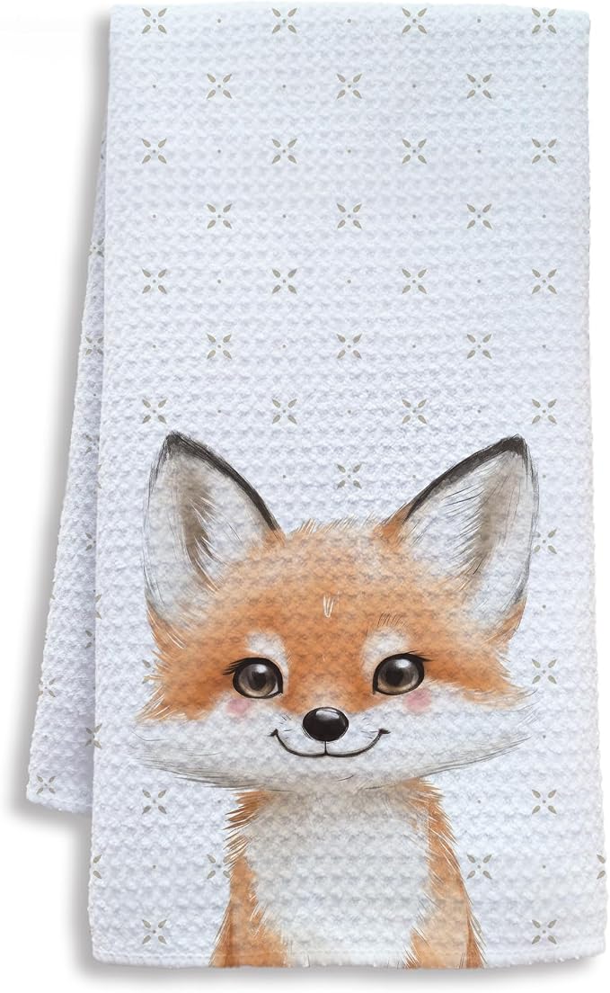 Cute Fox Bathroom Hand Towels, Kids Bathroom Decor, Fox Gifts for Girl, Forest Animal Nursery Decorative Hand Towels for Kids Bath Room Washroom Toilet, 16x24 Inch