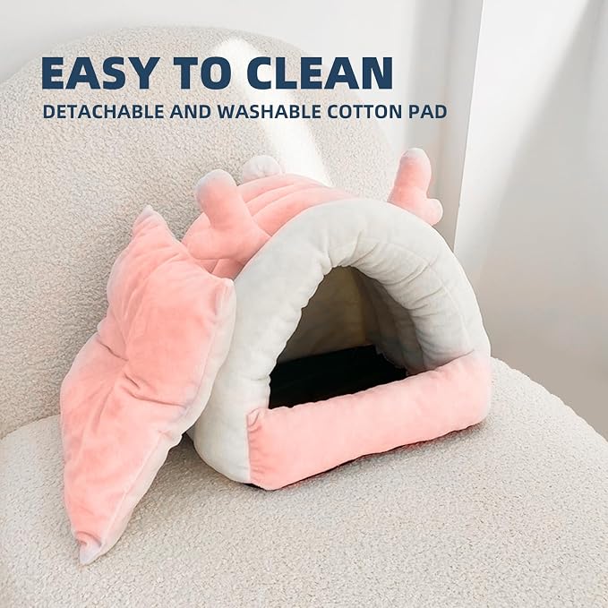 Guinea Pig Hideout, Warm Bed for Guinea Pig,Rabbits, Chinchillas, Guinea Pig Bed, Cozy Small Animal Winter Shelter (Pink, Medium)