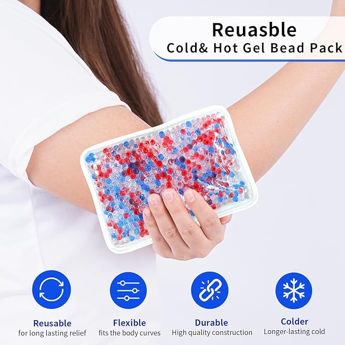 Gel Ice Pack Ice Bag with Strap-1 Pack Reusable Hot & Cold Pack Compress for Knee, Shoulder, Foot, Back, Ankle, Neck, Hip, Elbow, Wisdom Tooth-7.76''x4.93''