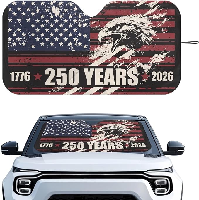 America 250th Anniversary Eagle Windshield Sun Shade Foldable Universal Car Front Window Sunshade Heat Reflector UV Ray Sun Visor Sunshades Auto Outdoor Protective Accessories