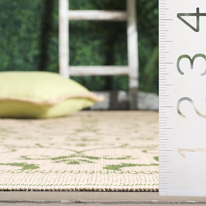 SAFAVIEH Washable Rug Outdoor Courtyard Collection - 2' x 3'7", Natural & Olive, Non-Shedding & Easy Cleaning, Ideal for Patio, Front Door, Entryway, Doormat (CY2098-1E01)