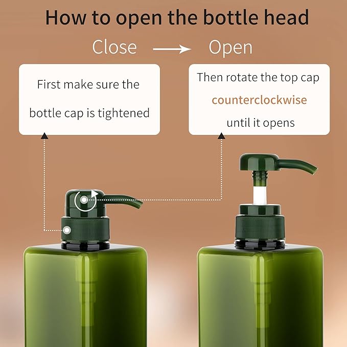 Pump Bottle Dispenser 22oz/650ml Jansburg 2Pack Refillable Square Plastic Lotion Dispenser Empty Lotion Pump Bottle for Essential Oil Lotion, Shampoo, Bathroom Travel Green