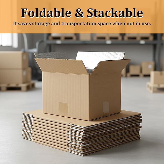 10 Pcs Insulated Shipping Boxes, 8.7" x 4.5" x 6.3" Cold Chill Double Insulated Carton with Aluminum Foil Liner for Frozen and Hot Food Reusable Foam Mailing Box for Travel Mailing Packing