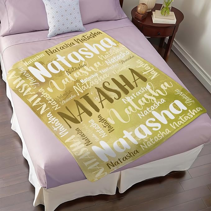 Personalized Custom Baby Blanket with Name for Girls Boys Kids Customized Flannel Blanket for Bed Nursery Room Baby Stroller