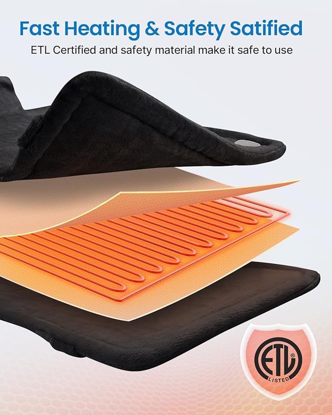 RENPHO King Size Heating Pad for Back, Mothers Day Gifts & Birthday Gifts for Mom Wife Men, FSA Eligible, 24"x37" XL Large Weighted Electric Heat Pad for Neck and Shoulders, ETL Certified, Black