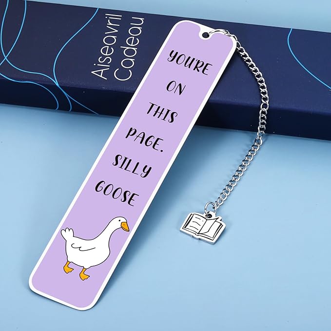 Goose Bookmark for Women Gifts for Her Him, Cute Bookmarks for Book Lovers Bookish Funny Gifts Metal Bookmark for Bookworm Bookmate Book Reading Accessories for Book Club Birthday Christmas Valentines