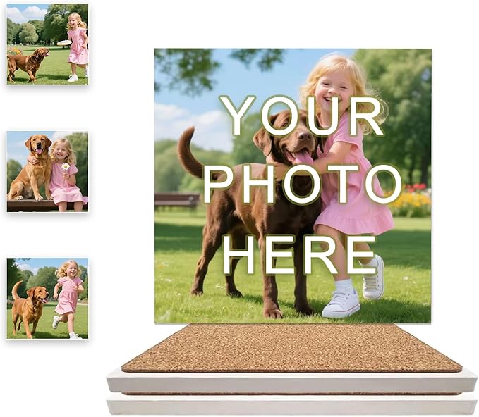 Custom Coasters, Personalized Ceramics Coaster for Crafts, Customized Absorbent Drink Coasters with Your Photo/Logo/Text, Cork Base for Home, Bars, Hallowmas