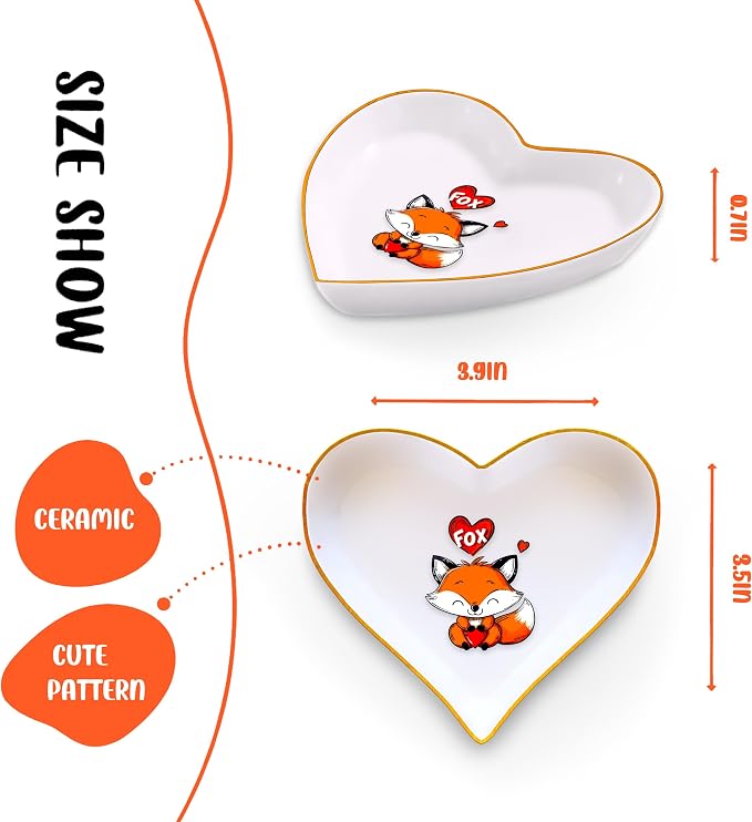 Fox Ring Holder Dish Tray, Gifts For Women Teens Girls, Fox Lovers Themed Stuff Accessories Things Decor Merch, Home Room Ring Earrings Necklace Organizer Holder!