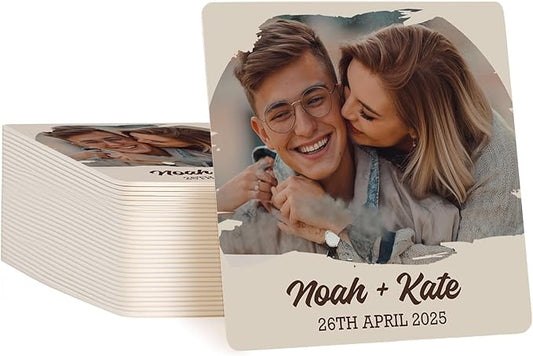 20 Pack Personalized Wedding Coasters, Custom Cardboard Coasters for Drinks with Photo Print and Text, Keepsake Wedding Favors and Gifts for Couples, 4x4 Square, Design 3