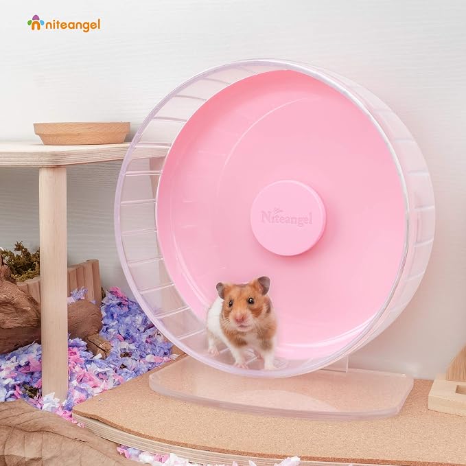 Niteangel Super-Silent Hamster Exercise Wheels: Quiet 10 inch Running Wheel | Can 10.6-13.4" Adjustable Height - No Bend Back Spinner Running for Dwarf Syrian Hamster Gerbils Mice Or Other Small Animal