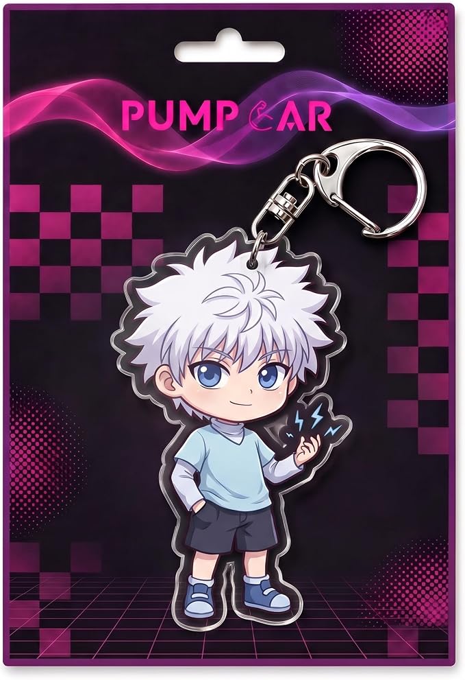 PumpCar Acrylic Keychain Double-Sided Charm Key Ring with Metal Clip Backpack Charm Bag and Car Key Accessory Collectible