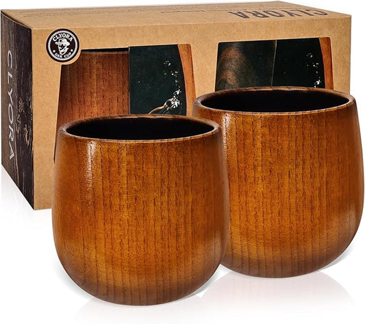Charred Wooden Bourbon Drinking Glass Whiskey Tumbler - Wooden Old Fashioned Glass Made of Oak Great Whiskey Gifts for Men