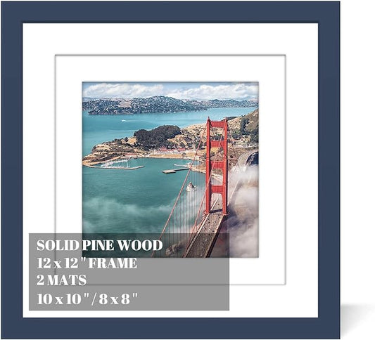 12x12 Wood Picture Frames for Wall Hanging or Tabletop,Diamond Painting Frame Baby Scan Picture Frames with 2 Mats Display 8x8 or 10x10 for Family Walls Decoration,Anniversary,Wedding,Christmas(Jazz