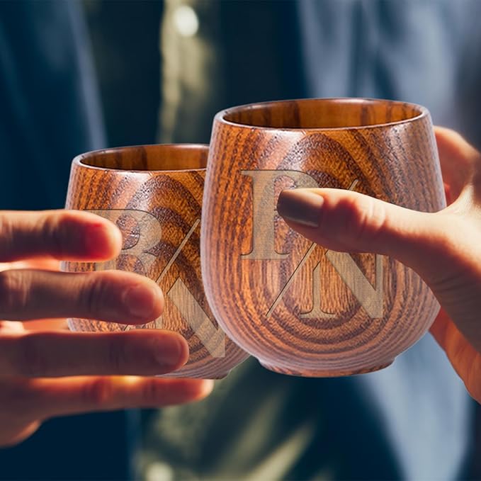 Personalized Wooden Whiskey Glass Custom Engraved Bourbon Glasses Gifts for Men, Dad, Husband, Brother