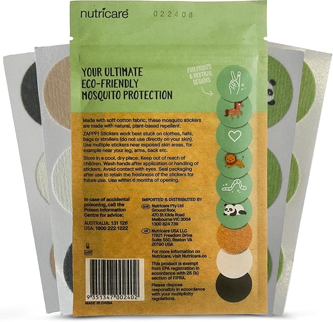 ZAPPP! Mosquito Repellent Stickers - Natural DEET Free Mosquito Repellent for Kids, Toddlers & Adults with Plant Based Bug Repellent - Citronella Mosquito Patches - Made from Cotton Fabric - 30 pk