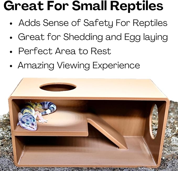 Reptile Amphibian Cave Against Glass Viewing Hide | Dig Box Enclosure Reptile Habitat Tank Enrichment | Snake Leopard Gecko Decoration Accessories Supplies Toys Ornaments