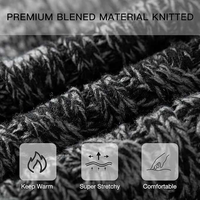 Tavaleu Womens Winter Beanie Hat Scarf Gloves Set, Pom Pom Beanie Warm Knit Scarf Touchscreen Gloves for Cold Weather