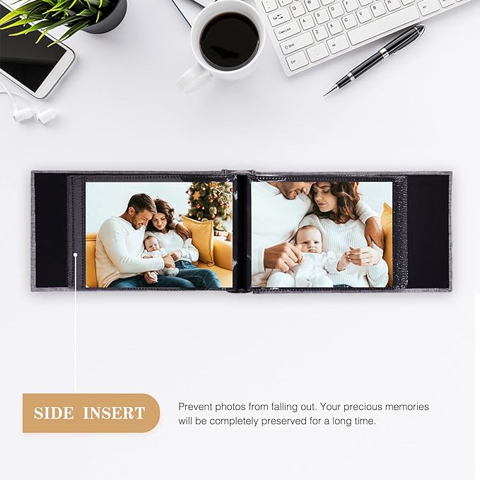 potricher Small Photo Album 4x6 100 Photos Linen Cover Picture Photo Book for Family Wedding Anniversary Baby Vacation (Dark Green,100 Pockets)