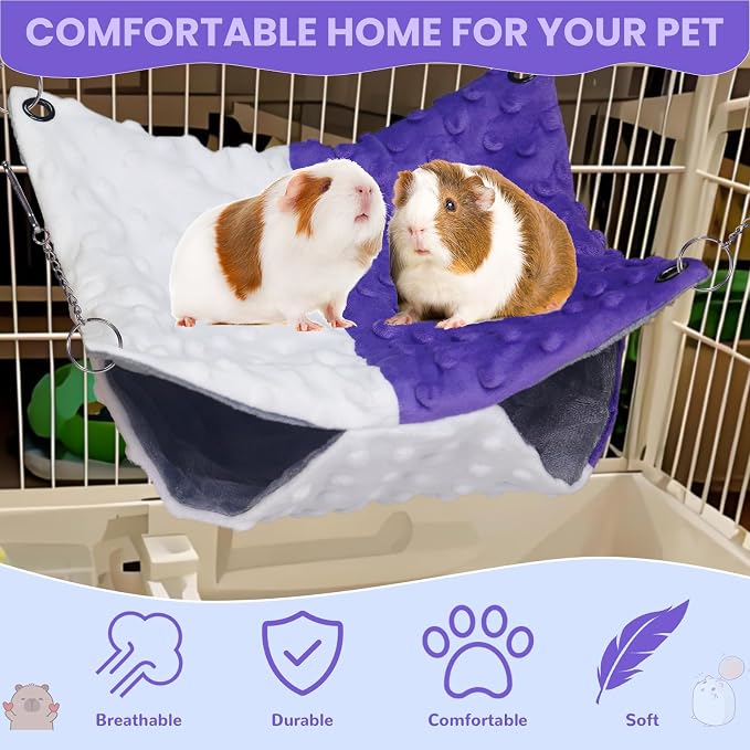 YedsIntu 3 Pcs Guinea Pig Hammock, Rat Ferret Hamster Hanging Hammock Guinea Pig Accessories for Small Animals Chinchilla Parrot Sugar Glider Ferret Squirrel (11"×11")