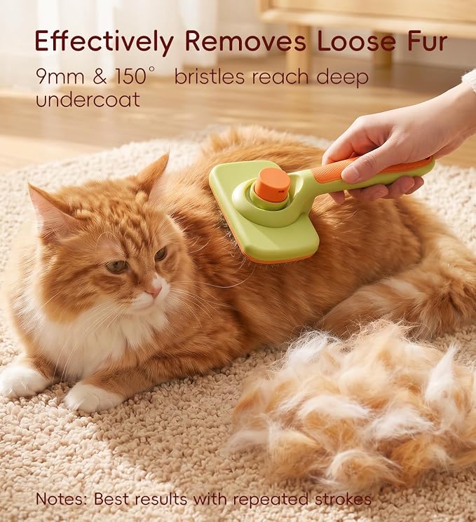Cat Brush Dog Brush with Self Cleaning Cat Comb, Hair Removal for Pets | Skin Friendly Grooming; for Puppies & Long/Short Haired Pets; Pet Supplies Accessory; Dog Deshedding Brush Grooming Kit