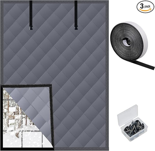 3 Layer 47x63in Thermal Insulated Window Cover for Winter,Roll-Up Insulated Window Blanket with Hook & Loop,Windows Insulation Kit for Bedroom Attic RV to Keep Winter Warm