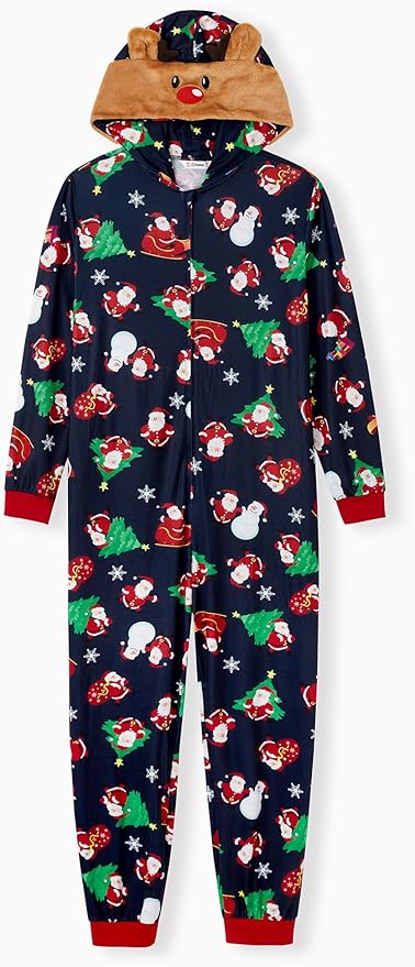 PATPAT Matching Family Christmas Onesie Pajamas – Holiday Hooded Jumpsuit Sleepwear PJs Couples Xmas Loungewear with Socks