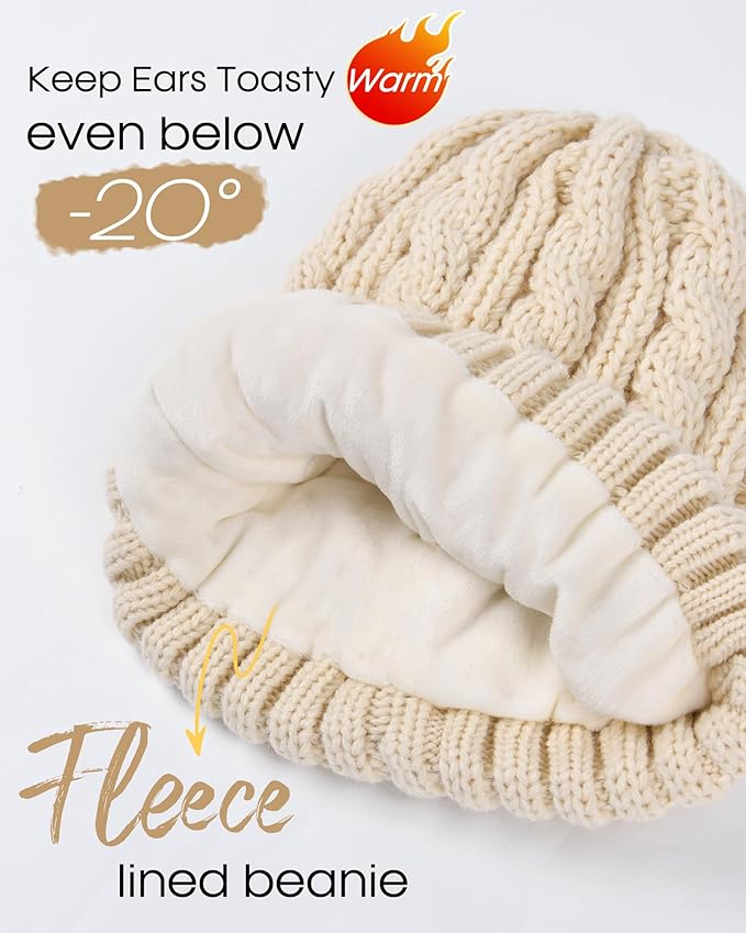 FURTALK Womens Winter Hat Gloves Scarf Set Fleece Knit Pom Beanie Warm Neck Warmer Touchscreen Gloves 3 in 1 Gift Set