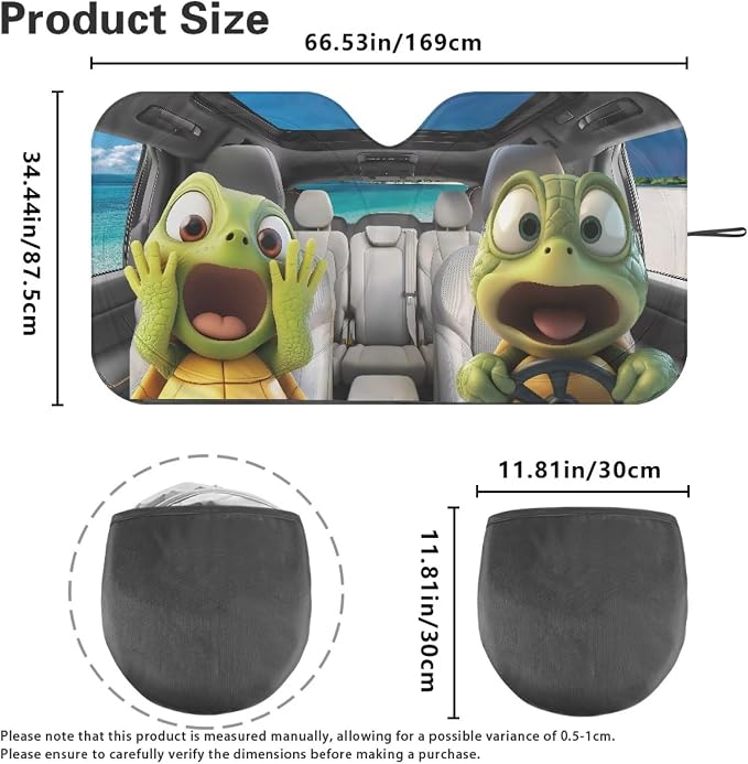 Funny Windshield Sun Shade Foldable Cute Frog Car Front Window Covers for Cars SUV Truck Heat Blocker Visor Protector with Storage Bag Blocks UV Rays and Keeps Your Vehic Cool