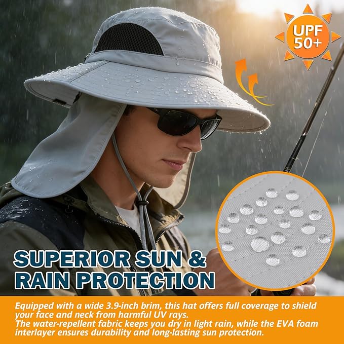 EINSKEY Wide Brim Sun Hat, UPF 50+ UV Protection Waterproof Packable Bucket Hat for Men & Women, Fishing Hiking Beach Garden