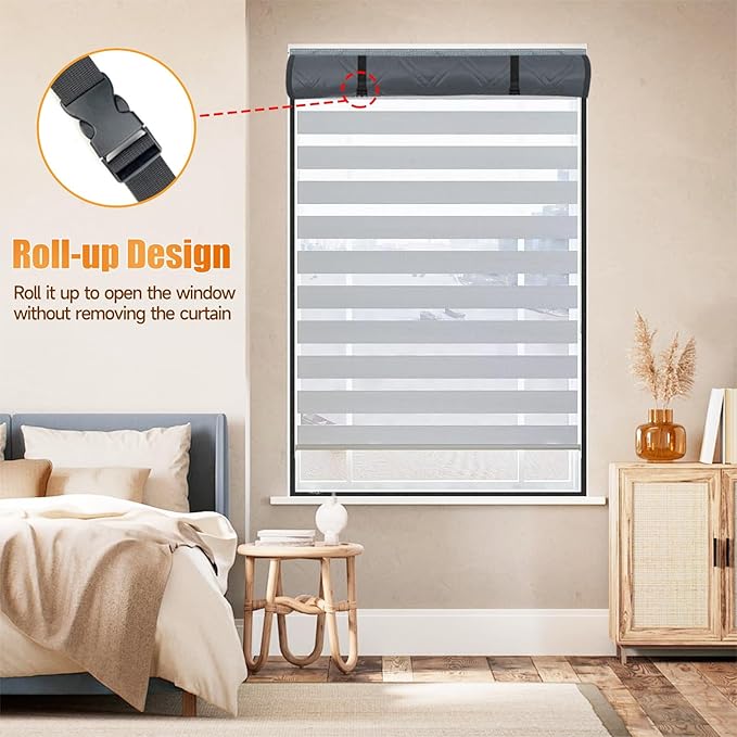 Winter Visible Insulated Window Curtain 47"x63", Oxford Cloth Thermal Insulated Window Cover with Buckles,Heavy Duty Window Insulation Kit Fits Windows up to 46"x62",Grey