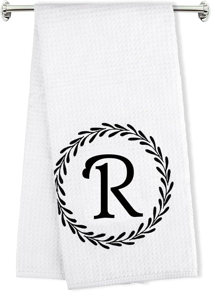 Monogrammed Hand Towels Name Ini-tial Letter R Kitchen Towels,Personalized Gifts for Women Wife Mom,Monogram Dish Towel Decorative Tea Towel 17x23 Inch,for Kitchen Bathroom