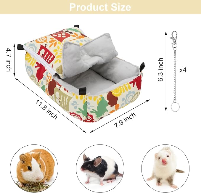Wontee Guinea Pig Bed Warm Hammock Snuggle Bed for Young Guinea Pig Small Ferret Rat Sugar Glider Squirrel (Yellow)